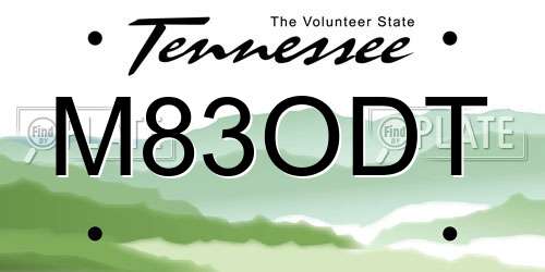 M83ODT Tennessee License Plate