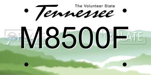 M8500F Tennessee License Plate