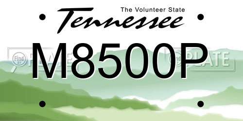 M8500P Tennessee License Plate