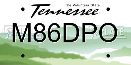 M86DPO Tennessee License Plate