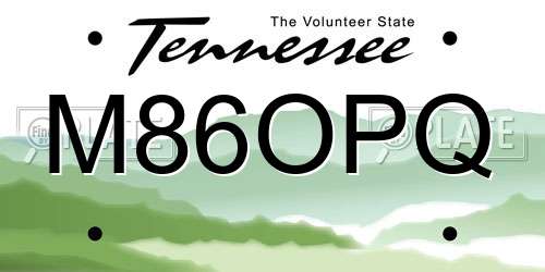 M86OPQ Tennessee License Plate