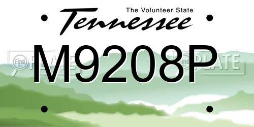 M9208P Tennessee License Plate