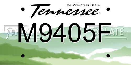 M9405F Tennessee License Plate