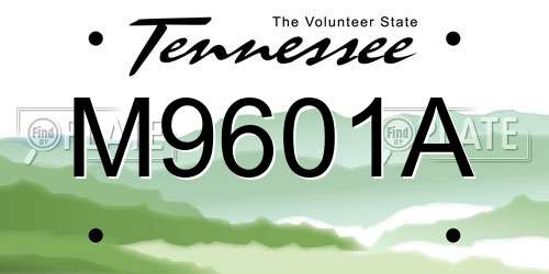 M9601A Tennessee License Plate