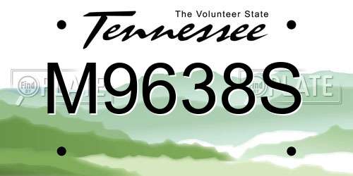 M9638S Tennessee License Plate