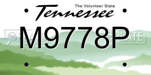 M9778P Tennessee License Plate