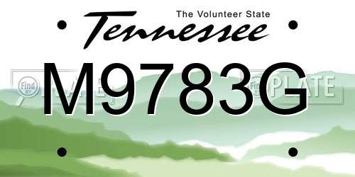 M9783G Tennessee License Plate