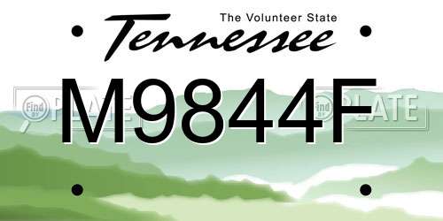 M9844F Tennessee License Plate