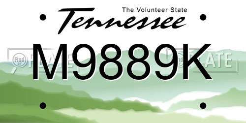 M9889K Tennessee License Plate