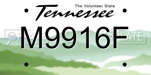 M9916F Tennessee License Plate