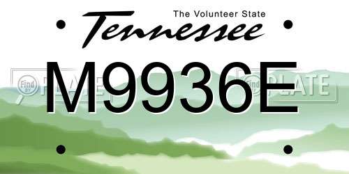 M9936E Tennessee License Plate