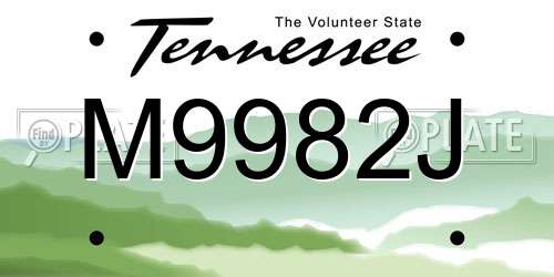 M9982J Tennessee License Plate