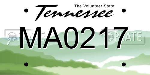 MA0217 Tennessee License Plate