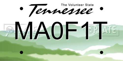 MA0F1T Tennessee License Plate