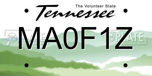 MA0F1Z Tennessee License Plate