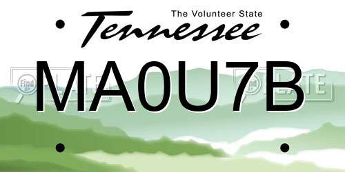 MA0U7B Tennessee License Plate