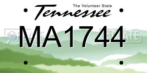 MA1744 Tennessee License Plate