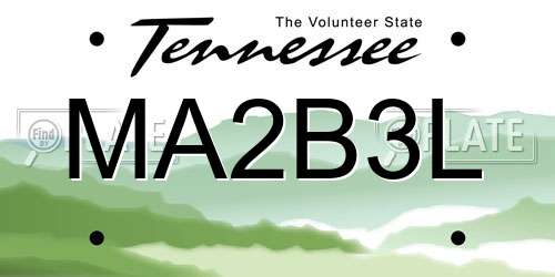 MA2B3L Tennessee License Plate