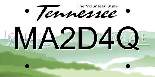 MA2D4Q Tennessee License Plate