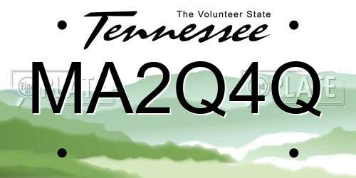 MA2Q4Q Tennessee License Plate