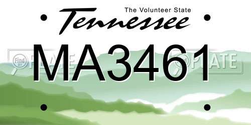 MA3461 Tennessee License Plate