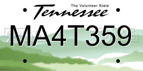 MA4T359 Tennessee License Plate