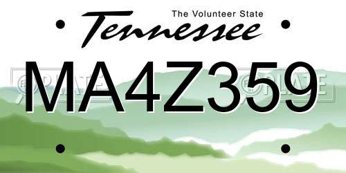 MA4Z359 Tennessee License Plate