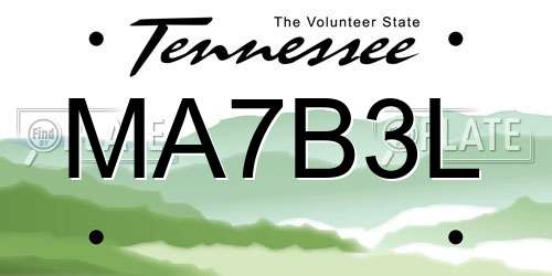 MA7B3L Tennessee License Plate