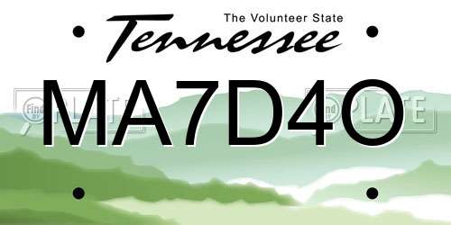 MA7D4O Tennessee License Plate