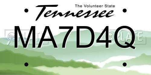 MA7D4Q Tennessee License Plate