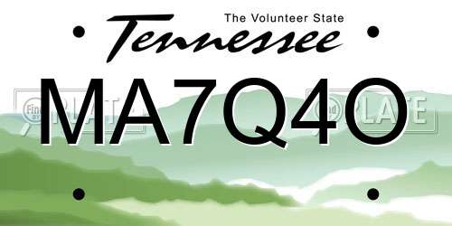 MA7Q4O Tennessee License Plate
