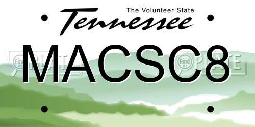 MACSC8 Tennessee License Plate