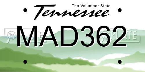MAD362 Tennessee License Plate
