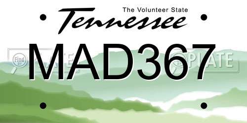 MAD367 Tennessee License Plate