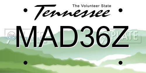 MAD36Z Tennessee License Plate