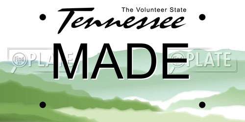 MADE Tennessee License Plate