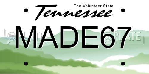 MADE67 Tennessee License Plate