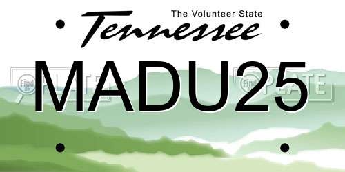 MADU25 Tennessee License Plate