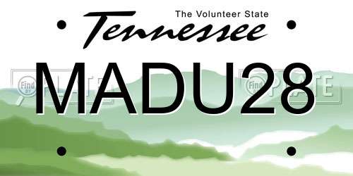 MADU28 Tennessee License Plate