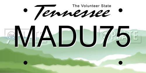 MADU75 Tennessee License Plate