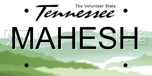 MAHESH Tennessee License Plate
