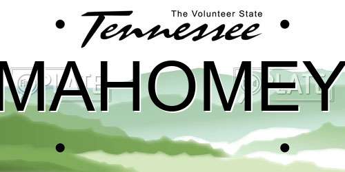 MAHOMEY Tennessee License Plate