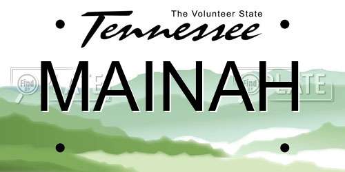 MAINAH Tennessee License Plate