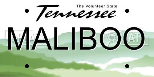 MALIBOO Tennessee License Plate