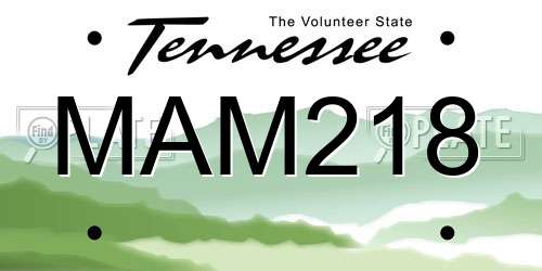 MAM218 Tennessee License Plate