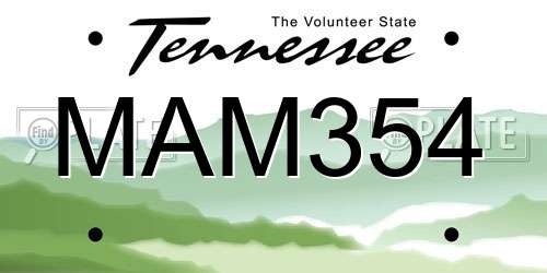 MAM354 Tennessee License Plate