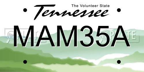 MAM35A Tennessee License Plate