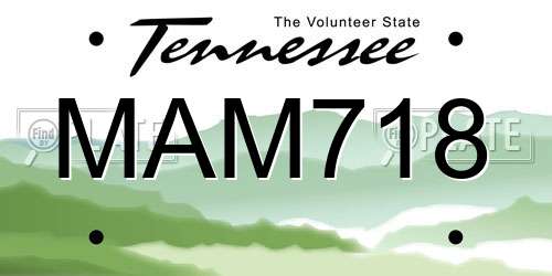 MAM718 Tennessee License Plate