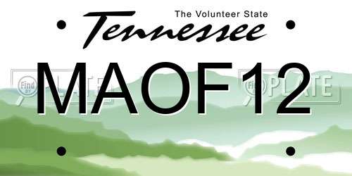 MAOF12 Tennessee License Plate