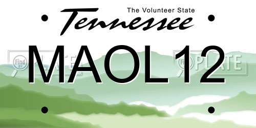 MAOL12 Tennessee License Plate
